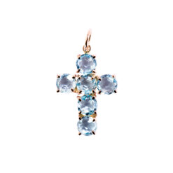 Ciondolo Croce Topazio Azzurro Blue Sky 6 mm